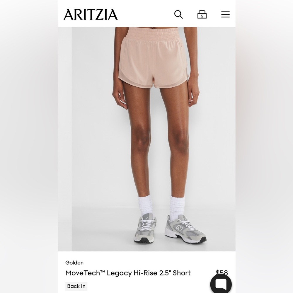NWT Aritzia Golden MoveTech High-Rise Shorts - Barely Blush